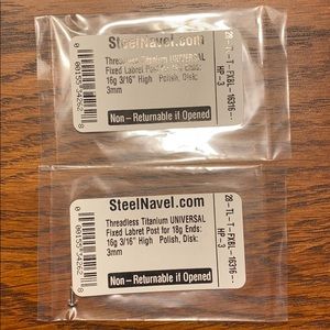 Pair of 16g 3/16 labret backs with 3mm discs